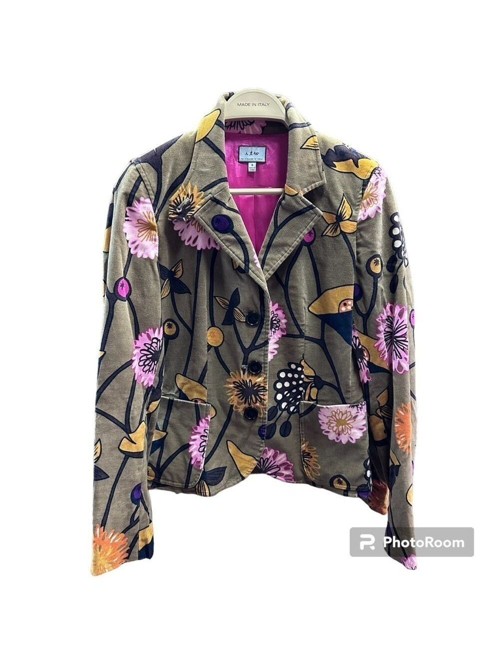 ITW BY CLAUDE BROWN Floral Blazer Neutral colours, Combed Cotton , Artsy Size 4